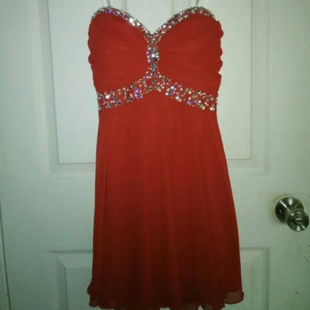 SOLD Short Red Prom Dress